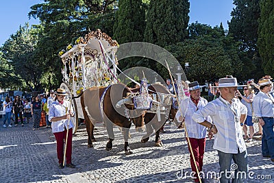 Religious procession â€Romeriaâ€ Ronda Spain Editorial Stock Photo